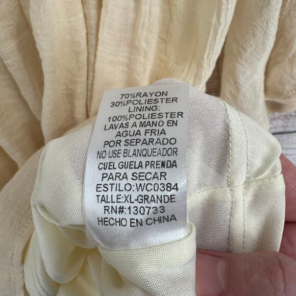 Umgee USA Floral Embroidered Mini Dress Womens XL Cream Green Blue Red Lined - Picture 10 of 14